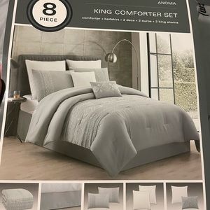 Grey embroidered King bedding set